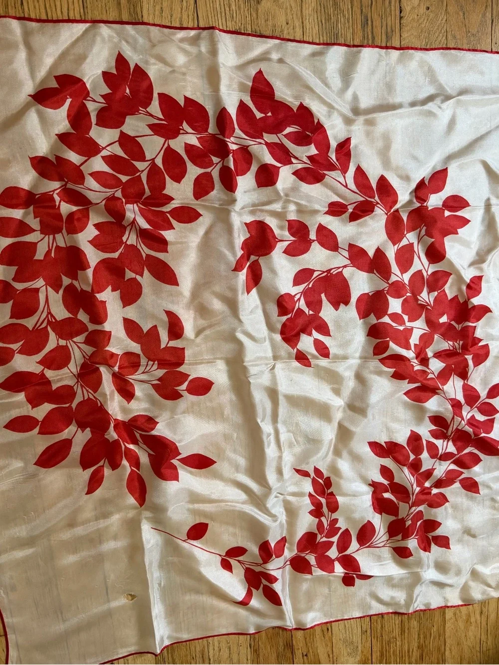 Vintage Red Leaf Vine Silk Scarf